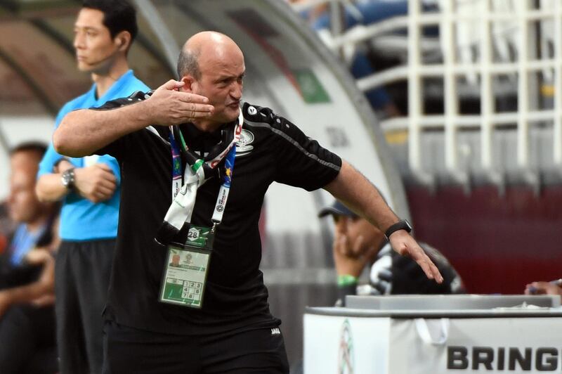 Palestine's coach Nouredinne Ould Ali reacts. AFP