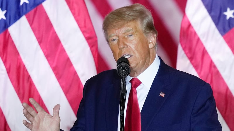 Former US president Donald Trump announces his third run for president, at Mar-a-Lago, in Florida, on November 15, 2022. AP