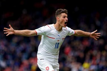 Czech Republic's Patrik Schick celebrates scoring the second goal during the UEFA Euro 2020 Group D match at Hampden Park, Glasgow. Picture date: Monday June 14, 2021. PA Photo. See PA story SOCCER Scotland. Photo credit should read: Andrew Milligan/PA Wire. RESTRICTIONS: Use subject to restrictions. Editorial use only, no commercial use without prior consent from rights holder.