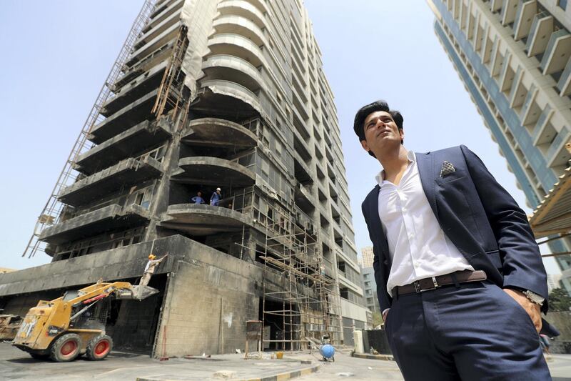 Dubai, United Arab Emirates - August 17, 2019: Ashfaq Bandey, Chairman of the Zen Tower Owners Association. Update on Zen Tower, Dh25m refurb due to begin following fire there in May 2018. Saturday the 17th of August 2019. Marina, Dubai. Chris Whiteoak / The National