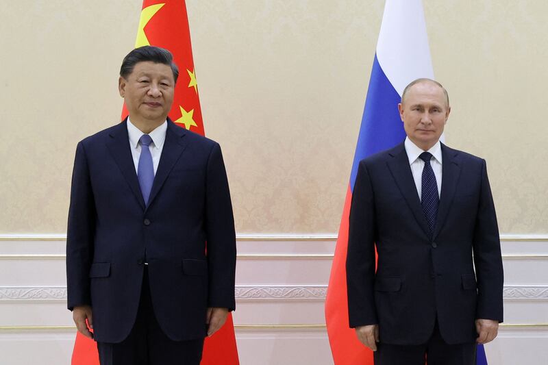 Russian President Vladimir Putin met Chinese President Xi Jinping in Uzbekistan. AFP