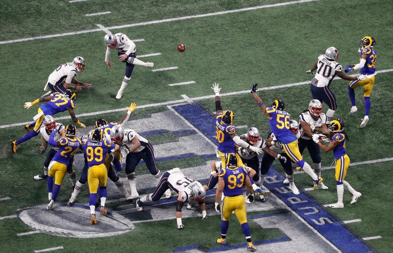 New England Patriots' Stephen Gostkowski kicks a 41-yard field goal. AP Photo