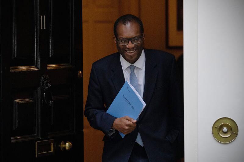 Mr Kwarteng leaving 11 Downing Street in September. Getty Images