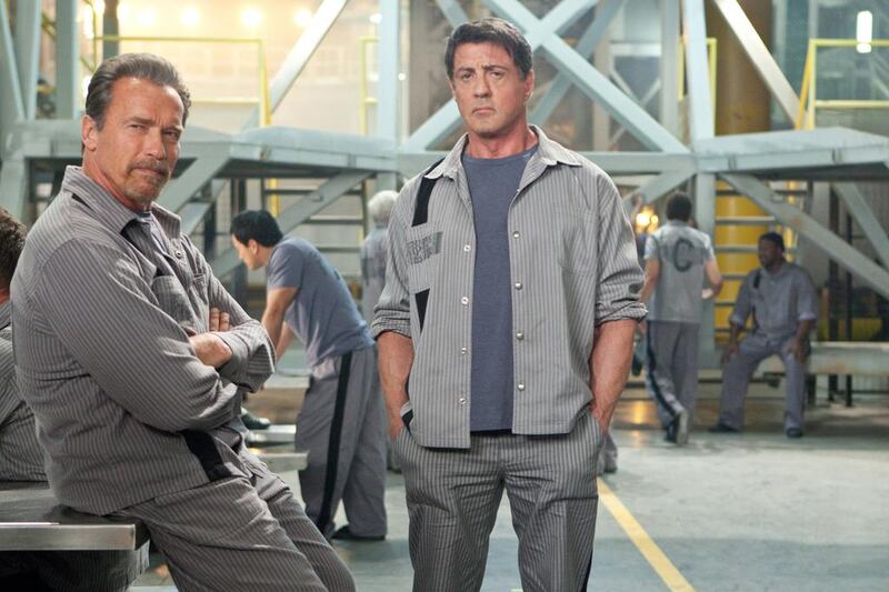 Arnold Schwarzenegger, left, and Sylvester Stallone star in Escape Plan. Photo by Alan Markfield



¬© 2013 Summit Entertainment, LLC.  All rights reserved.