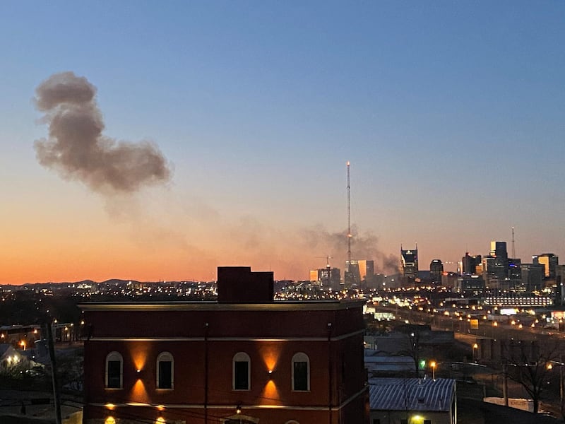Smoke billows from the site of an explosion in Nashville. Reuters