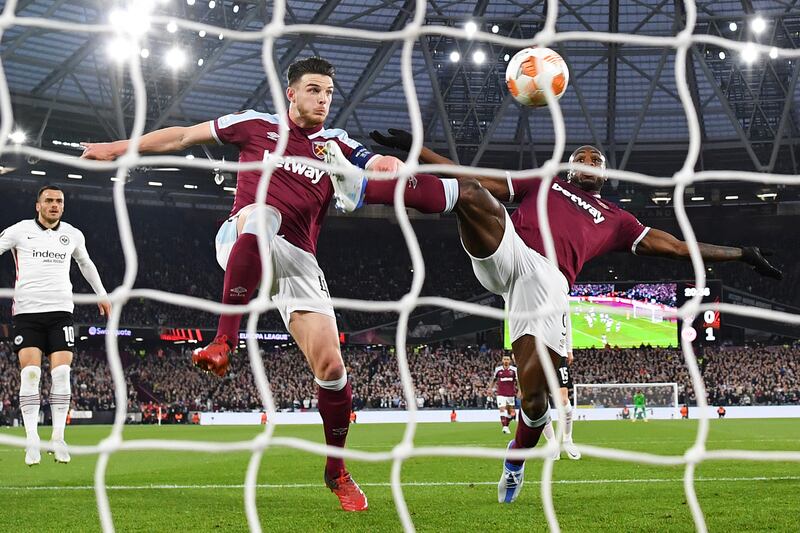 Michail Antonio scores for West Ham. Getty