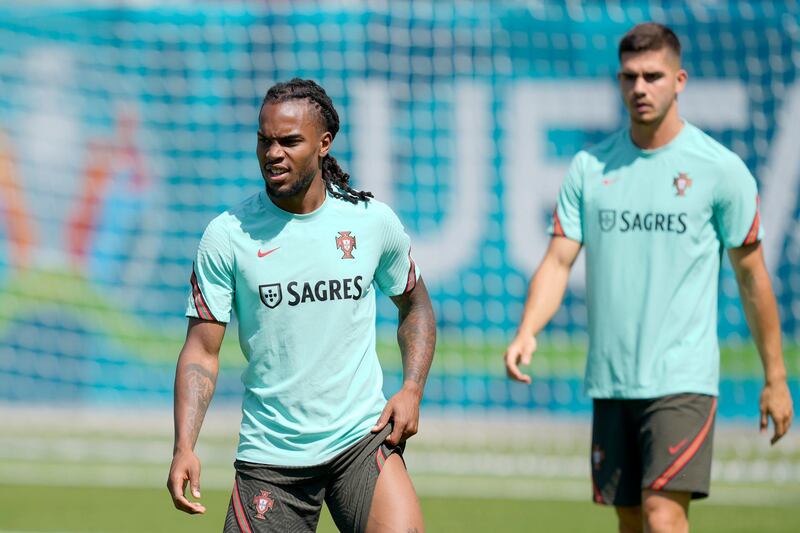 Portugal's Renato Sanches, left, and Andre Silva. EPA