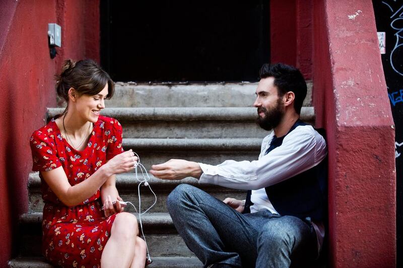 Keira Knightley, left, and Adam Levine in a scene from Begin Again. Andrew Schwartz, The Weinstein Company / AP photo