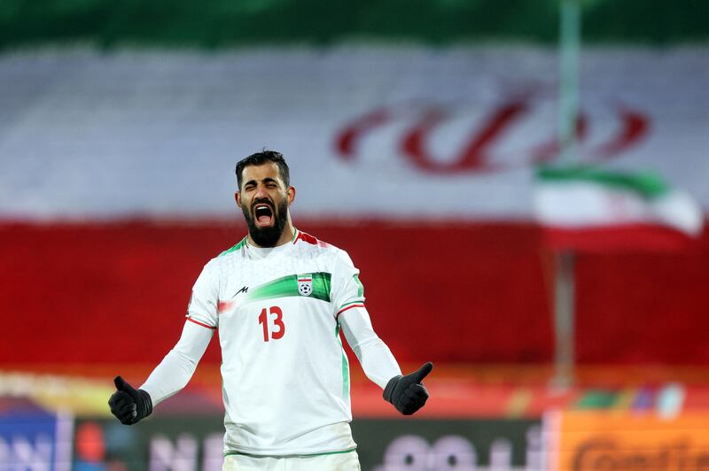 Iran's Hossein Kanani celebrates after the match. Reuters