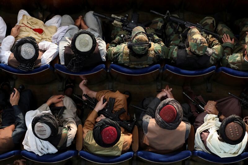 Taliban fighters attend the death anniversary event of Mullah Mohammad Omar, the late leader and founder of the Taliban in Kabul, Afghanistan. Reuters