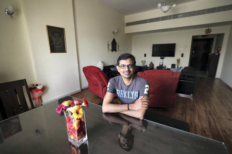 Dubai, United Arab Emirates - May 10, 2019: Karthik Jayakumar downsized his apartment to save money, moving just 20ft but saving 30% on his rent. Friday the 10th of May 2019. Karama, Dubai. Chris Whiteoak / The National