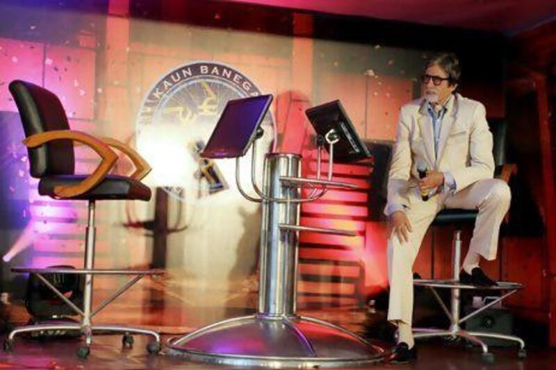 The Bollywood megastar Amitabh Bachchan on the set of Kaun Banega Crorepati. AFP