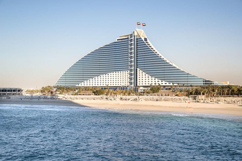 Jumeirah Beach Hotel in Dubai will reopen on July 10. Courtesy Jumeirah