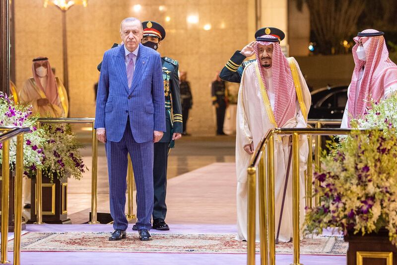 King Salman and Mr Erdogan at Al Salam Palace. 