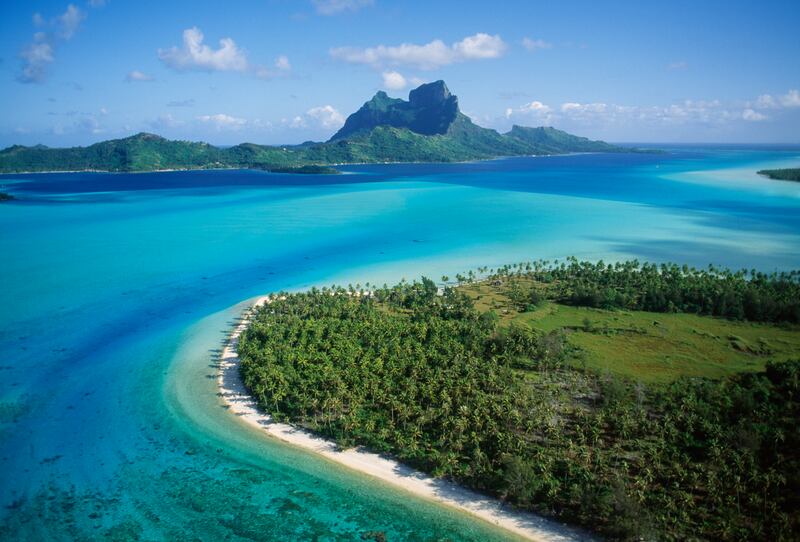 Known for its brilliantly turquoise waters, Bora Bora in the South Pacific is number four. Getty Images