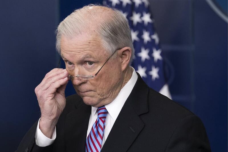 US Attorney General Jeff Sessions warns so-called sanctuary cities against not co-operating with federal immigration authorities on March 27, 2017. Shawn Thew / EPA