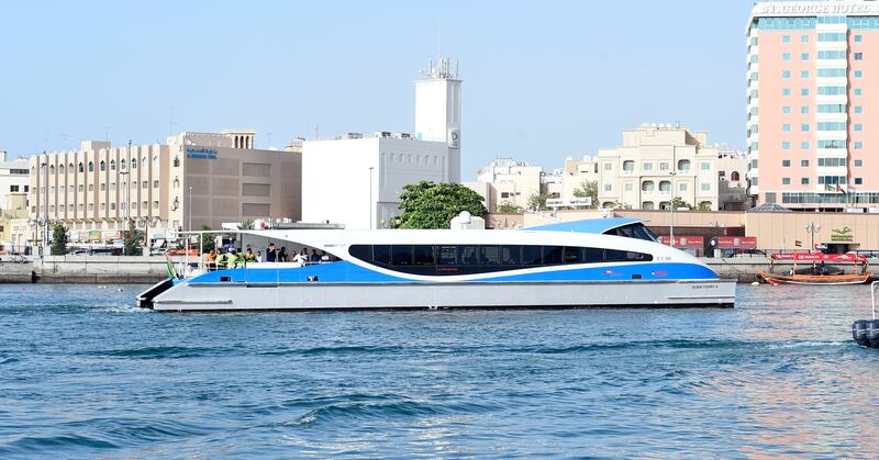 The Dubai Ferry crosses scenic vistas such as Dubai Marina, Palm Jumeirah, Burj Al Arab, the Dubai Canal and Dubai Creek. Photo: Government of Dubai Media Office