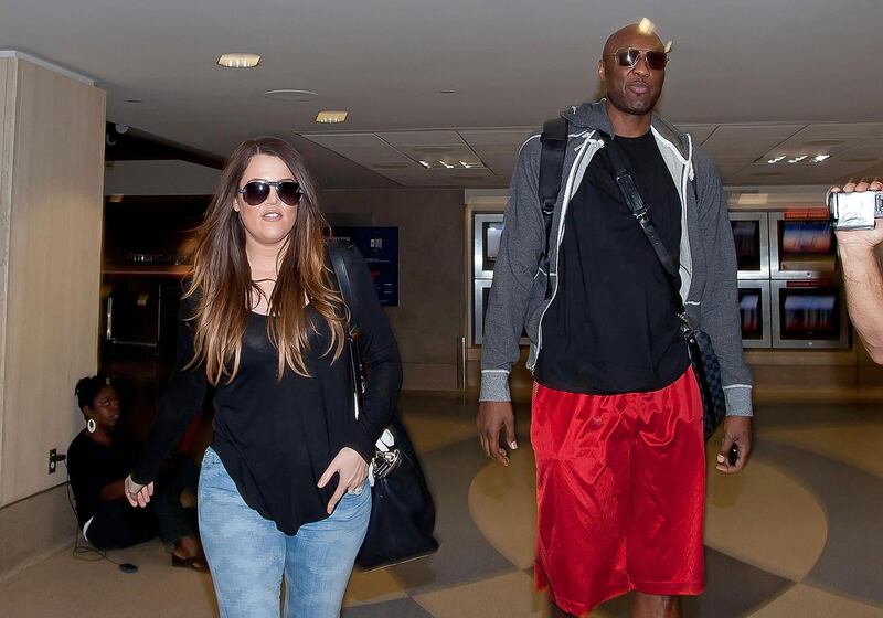 LOS ANGELES, CA - JULY 22:  Khloe Kardashian and Lamar Odom are seen at Los Angeles International Airport on July 22, 2012 in Los Angeles, California.  (Photo by GVK/Bauer-Griffin/GC Images)