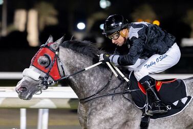 Tadhg O’Shea steers AF Maqam to victory to complete a double in Abu Dhabi on Thursday, December 8, 2022. – Adiyat Racing Plus