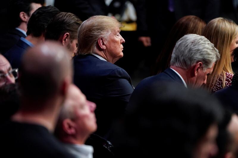 US President Donald Trump watches UFC 244. Reuters