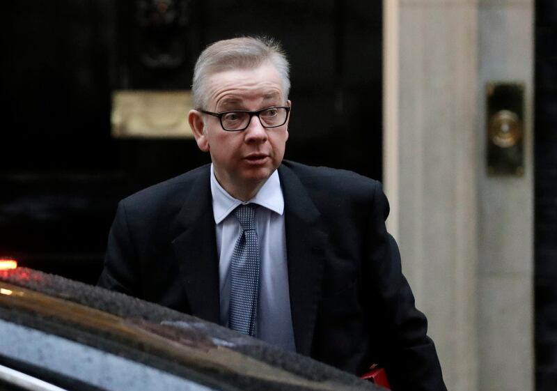 FILE - In this Thursday, Jan. 17, 2019 file photo, Britain's Environment Secretary Michael Gove arrives at Downing Street. London. British Environment Secretary Michael Gove has on Friday, June 7 admitted using cocaine on â€œseveral occasionsâ€ two decades ago, as Conservative Party leadership hopefuls rush to admit past sins and avoid any surprises during what is expected to be a heated contest. Gove is the latest candidate in the race to replace Prime Minister Theresa May to acknowledge using banned substances. (AP Photo/Matt Dunham, File)