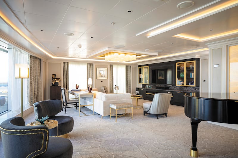 The living room in the Regent Suite is 412 square metres