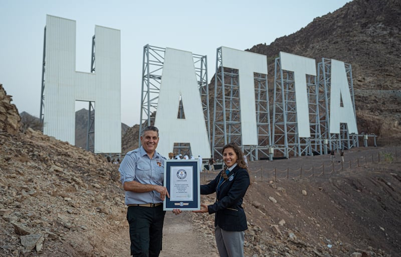 Guinness World Records has awarded Dubai Holding's sign the title of 'Tallest Landmark Sign'. Photo: Dubai Media Office