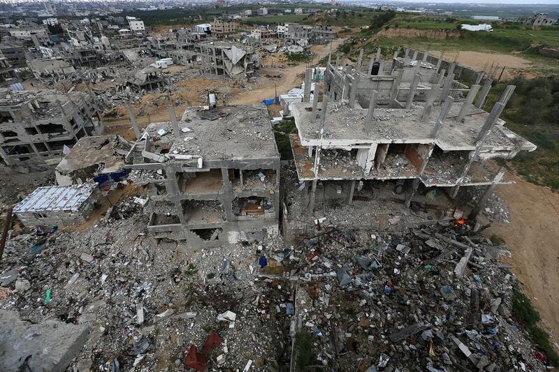 Gaza houses destroyed during the latest Israeli war against Hamas on March 12. EPA