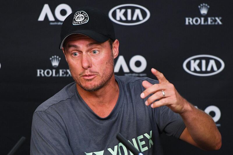 epa07292857 Lleyton Hewitt of Australia speaks during a press conference on day four of the Australian Open Grand Slam tennis tournament in Melbourne, Australia, 17 January 2019.  EPA/ERIK ANDERSON AUSTRALIA AND NEW ZEALAND OUT
