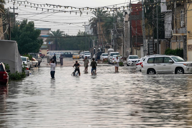 Heavy flooding in Iraq's central holy shrine city of Najaf in March 2023. AFP