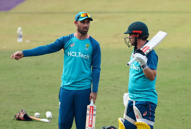 Australia's Glenn Maxwell, left, is expected to be fit for the World Cup semi-final against South Africa in Kolkata. Reuters