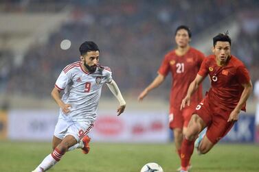 UAE's Bandar Al Ahbabi during the 2022 World Cup qualifier against Vietnam in Hanio. Courtesy UAE FA