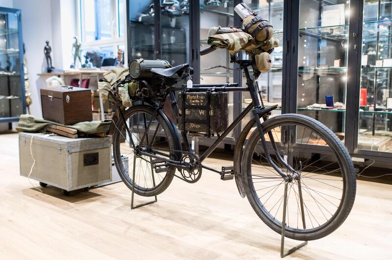 A “Bergrador” army bike of the Wehrmacht armed forces of Nazi Germany is pictured on November 20, 2019 at the Hermann Historica auction house in Grasbrunn near Munich. AFP