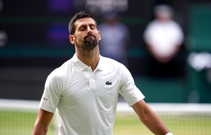 Novak Djokovic reacts after a point. PA 
