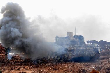 A Syrian army tank advances in Aleppo's south-western countryside on January 30, 2020. AFP