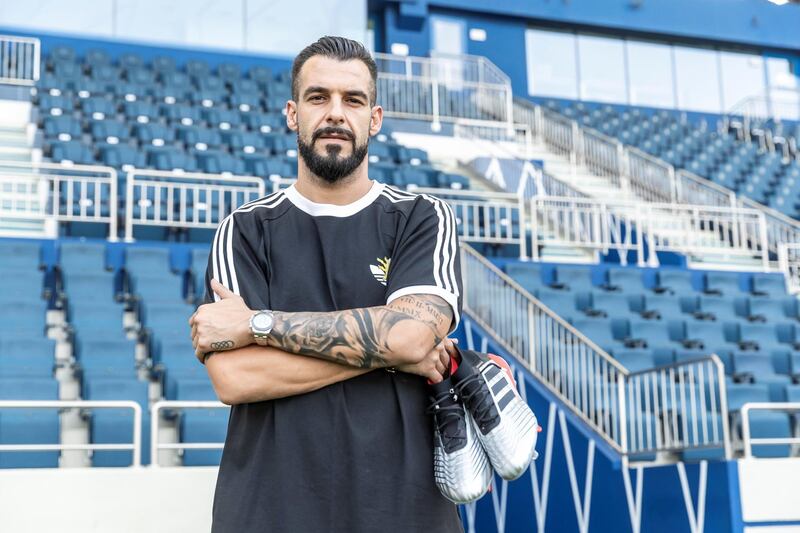 DUBAI, UNITED ARAB EMIRATES. 15 MAY 2019. Alvaro Negredo, former Manchester City player and Spain international, now playing and living in the UAE for Al Nasr. (Photo: Antonie Robertson/The National) Journalist: John McAuley. Section: Sport.