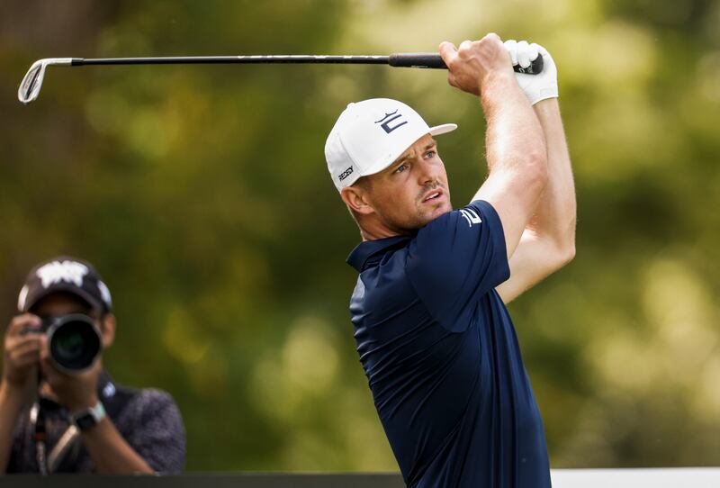 Bryson DeChambeau of the US hits his tee shot on the fifth hole during the Pro-Am at the LIV Golf Invitational golf tournament in Sugar Grove. EPA