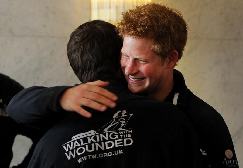 LONDON, ENGLAND - APRIL 26: Prince Harry attends the Walking with the Wounded Homecoming Media Reception at BAFTA on April 26, 2011 in London, England. A group of wounded servicemen were joined by Prince Harry for four days during a 13-day trek across the polar ice cap, to help raise money for the Walking With The Wounded charity. (Photo by Ben Stansall - WPA Pool/Getty Images)