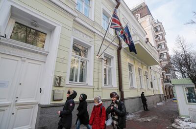 Britain's Foreign Office said it has ordered some embassy staff in Kiev and their families to leave Ukraine amid a mounting threat of a Russian invasion. EPA 