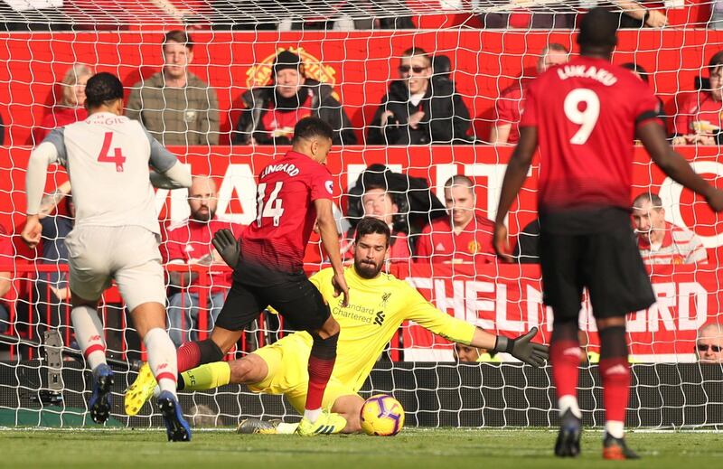 Goalkeeper: Alisson (Liverpool) – A brilliant save from Jesse Lingard earned Liverpool a point at Old Trafford and showed why Jurgen Klopp spent so much on him. Reuters