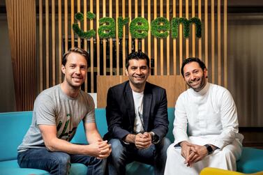 From left, Careem co-founders Magnus Olsson, Mudassir Sheikha and Abdulla Elyas. Photo courtesy Careem