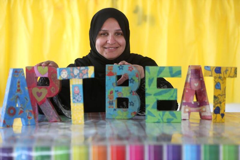 Amal Al Maamari, who owns the Art Beat studio in Al Mushrif, Abu Dhabi. Delores Johnson / The National
