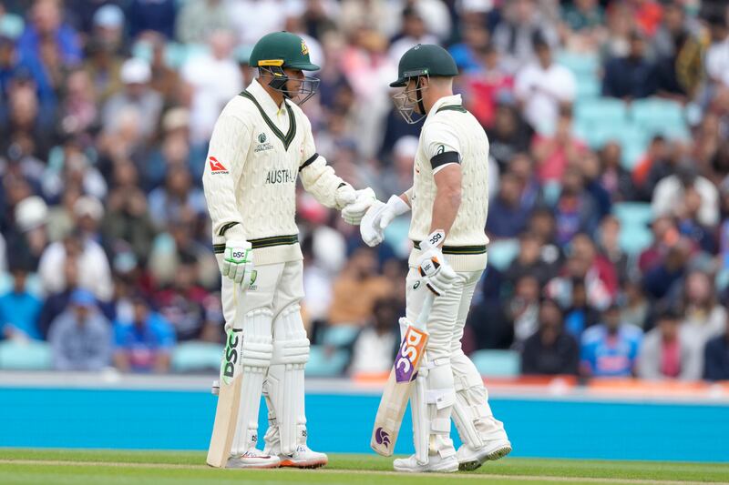 Australia's Usman Khawaja, left, and David Warner will be tested by England's new-ball bowlers. AP