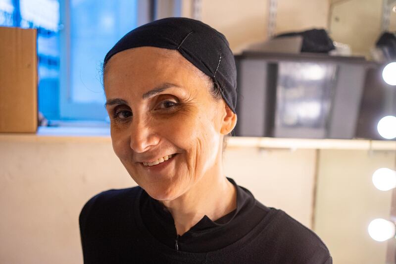 Hanane Hajj Ali in the dressing room after her London debut of 'Jogging'. Olivia Cuthbert