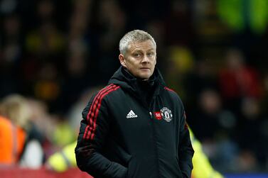 Manchester United's Norwegian manager Ole Gunnar Solskjaer reacts during the English Premier League football match between Watford and Manchester United at Vicarage Road Stadium in Watford, southeast England, on November 20, 2021.  (Photo by Ian KINGTON / AFP) / RESTRICTED TO EDITORIAL USE.  No use with unauthorized audio, video, data, fixture lists, club/league logos or 'live' services.  Online in-match use limited to 120 images.  An additional 40 images may be used in extra time.  No video emulation.  Social media in-match use limited to 120 images.  An additional 40 images may be used in extra time.  No use in betting publications, games or single club/league/player publications.   /  