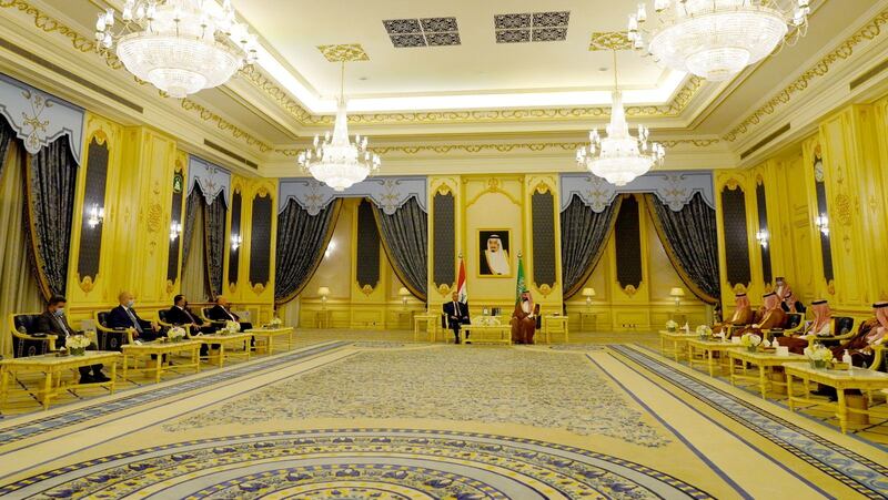 Saudi Crown Prince Mohammed bin Salman meets Iraqi Prime Minister Mustafa Al Kadhimi, in Jeddah. Reuters