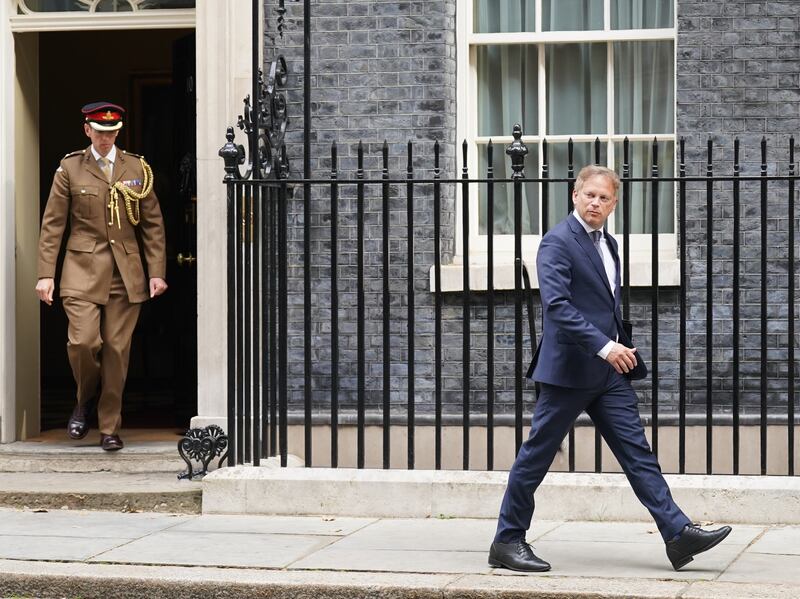 Grant Shapps leaves Downing Street after being appointed Secretary of Defence. PA