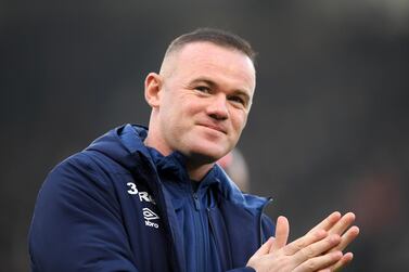 DERBY, ENGLAND - NOVEMBER 30: Wayne Rooney of Derby County is introduced to the fans prior to the Sky Bet Championship match between Derby County and Queens Park Rangers at Pride Park Stadium on November 30, 2019 in Derby, England. (Photo by Laurence Griffiths/Getty Images)