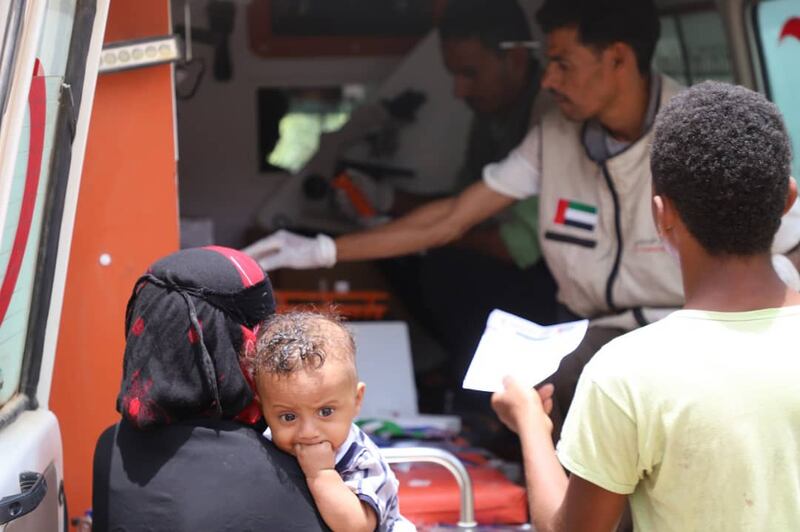 The Emirates Red Crescent's mobile clinic serving Yemeni citizens in Hadramawt Governorate. The Yemen health programmes follow a directive from President Sheikh Mohamed. More than $6.3 billion of aid has been sent to Yemen since 2015.