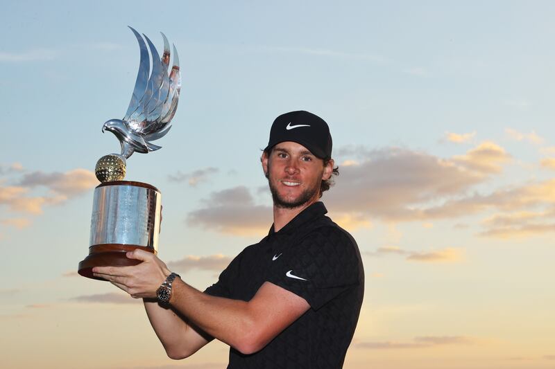 Thomas Pieters after winning the Abu Dhabi HSBC Championship at Yas Links Golf Course on Sunday, January 23, 2022. Getty